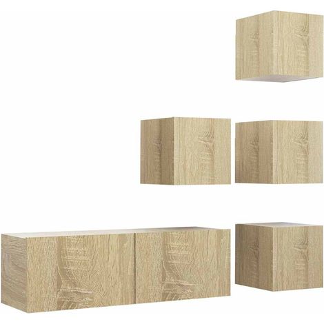 Maison Exclusive - 5-tlg. TV-Schrank-Set Sonoma-Eiche Holzwerksto (1/5)