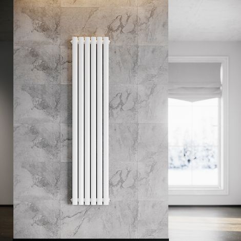 SONNI Radiador de Vertical Ovalado Blanco Radiador Centro Conexión Doble Capa 1600x357mm