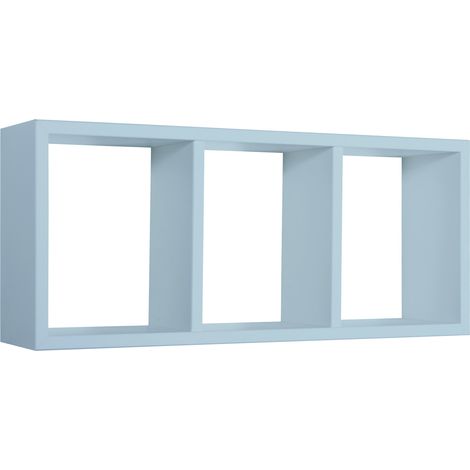 Mensola Rettangolare 3 Scomparti da Parete 70x30x15.5 cm in Fibra di Legno Tristano Blu Baltico (1/5)