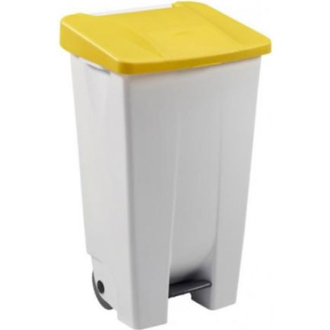 Poubelle mobile à pédale Mobily - 120l - jaune / blanc (1/3)