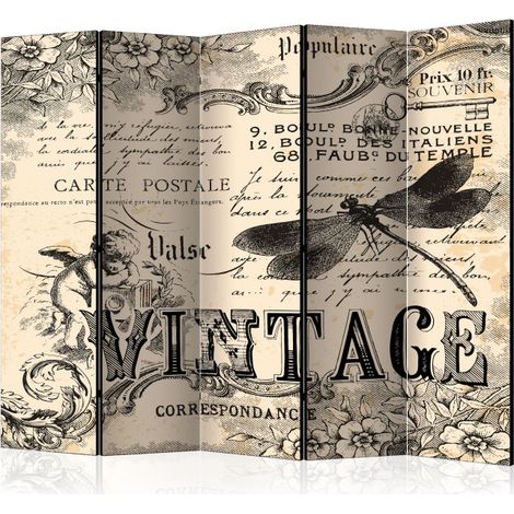 Paravent 5 Volets "Vintage Correspondence" 172x225cm (1/2)