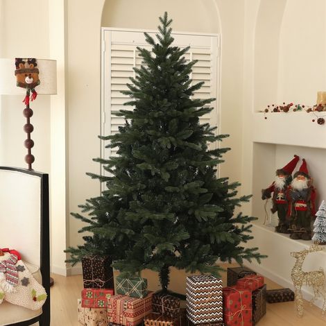 Sapin artificiel réaliste vert, pied métallique stable inclus, montage rapide, pour maison et bureau (1/5)