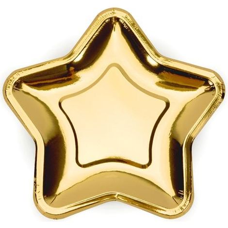 Piatti a stella, oro, 18 cm, 6 pezzi.
