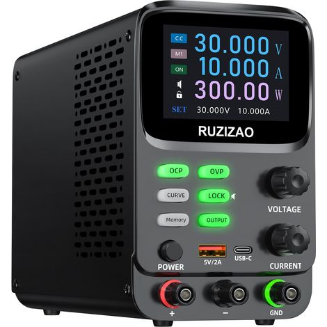 Alimentation de Laboratoire 30V 10A 300W Alimentation Stabilisée Réglable DC avec Écran LCD 5 Chiffres, Affichage Précis mA du Courant, Stockage de Réglages Alimentation Hyperbolique Affichage (1/5)