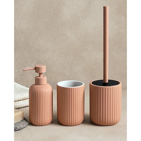 Set accessori bagno in ceramica rosa Color 3pz (1/5)