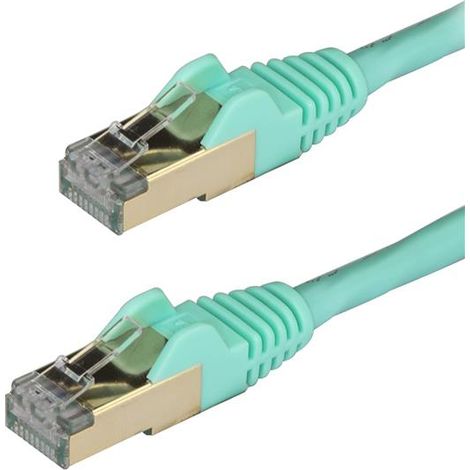 StarTech.com Cordon de raccordement CAT6a (7,5 m) sans crochet - Câble patch RJ45 - Turquoise - 7,5 m - Cat6a - U/FTP (STP) - RJ-45 - RJ-45 - Eau (6ASPAT750CMAQ) (1/3)