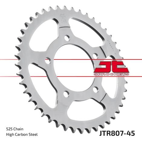 Pi帽贸n trasero de acero JT R807-45, 45 dientes, tama帽o 525 (1/2)