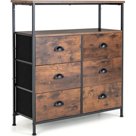 6 Drawers Dresser Organizer 2-Tier Fabric Storage Organizer Chest of Drawers (1/5)
