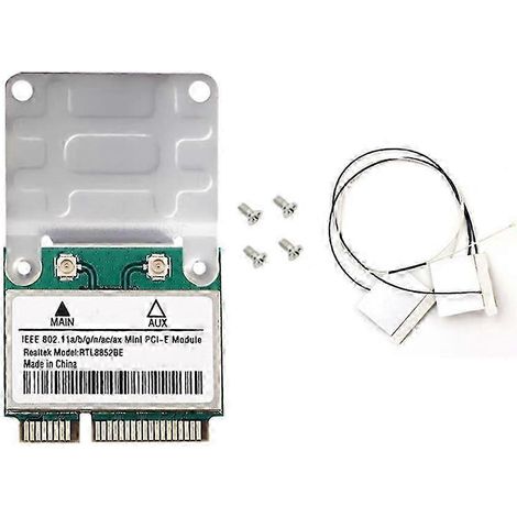 Carte réseau WiFi 6 RTL8852BE avec antennes internes BT 5.2 Mini PCI-E AX1800 double bande 2,4 GHz/5 GHz A QAQ (1/5)