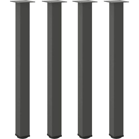 Lot de 4 pieds de table de bar hauteur 90 x 92 cm avec patins réglables design moderne en acier anthracite