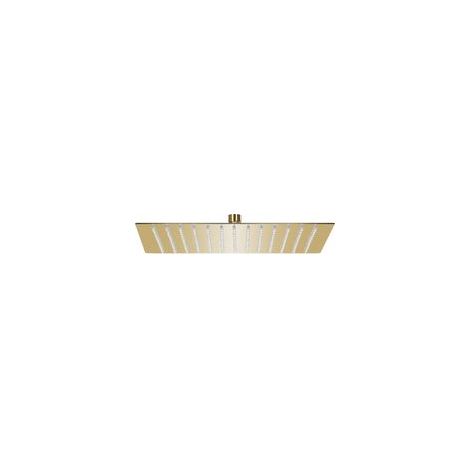 Soffione doccia a pioggia in acciaio inox, quadrato 25 x 25 cm, oro - Crezuo