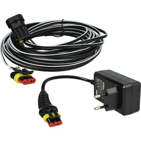 vhbw 1x alimentatore, 1x cavo a bassa tensione 10 m compatibile con Gardena R45Li (2019), R80Li (2018), R50Li (2017), R70Li (2019) tosaerba