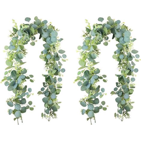 2x Eukalyptus Girlande 1,8m Künstliche Ranke mit Weidenblättern für Deko (1/5)