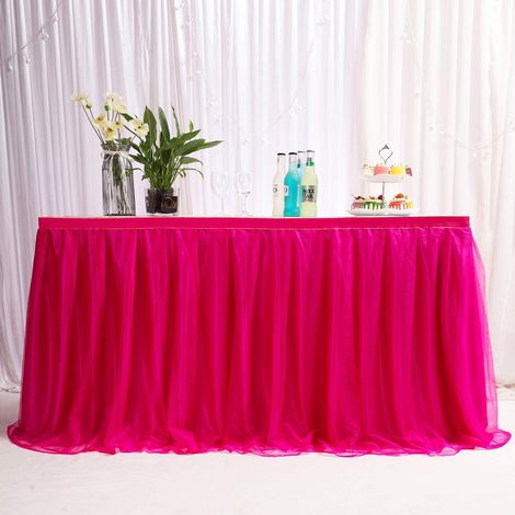 Tischrock Tüll 274cm Rot, romantische Gaze für Babyparty, Hochzeit, Geburtstag