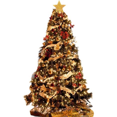 JSSEVN - Árbol de Navidad artificial de 120 cm con adornos, luces LED y adornos de madera. Incluye todo el conjunto de bolas de abeto artificial. (1/4)