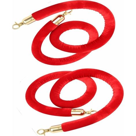BRAVIX Corde de Barrière,2pcs Corde de Barrière Diviseur de Files d'Attente 1.5m Rouge Cordon Séparation pour Poteaux de Guidage Contrôle des Foules (1/5)