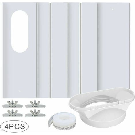 Kit de Fenêtre pour Climatiseur Portable, avec Coupleur Universel Panneau en PVC Renforcé Réglable Joint de Fenêtre Kit d'Aération de Fenêtre AC pour Coulissante pour 10cm Tuyau d'Échappement