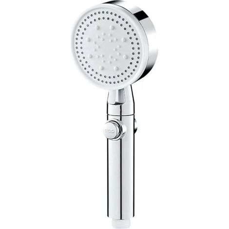 Soffione doccia a risparmio idrico in argento, 5 modalità, doccia ad alta pressione regolabile, spegnimento con un pulsante, massaggio ad acqua, accessorio per il bagno con doccia ecologico (1/5)
