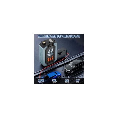 Avviatore di emergenza per auto da 12V 1200A con compressore d'aria da 150 PSI e morsetti intelligenti – Adatto per motori a benzina da 5.0L / diesel da 3.0L