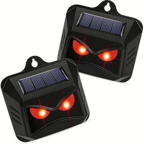 2er-Pack solarbetriebene Tierabwehrgeräte für den Außenbereich mit rotem LED-Licht – Abschreckungsmittel gegen Stinktiere und Füchse