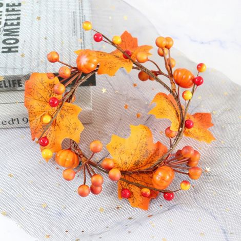 Couronne Pour Bougie - Couronne De Fleurs Artificielles Avec Baies Rouges Et Feuilles De Houx - 9 Cm De Diamètre - Décoration De Table Centre De Table Murale Fenêtre Chaise Colonnes - 1 Pièce (1/5)
