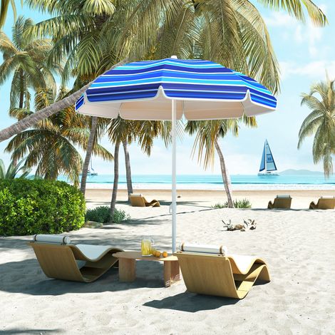 Parasol plage Ø1,8m grand inclinable pliable protection solaire UPF50+ légère sac transport, multicolore
