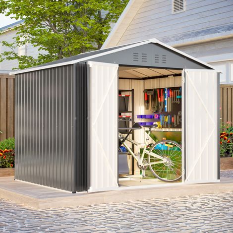 Caseta de jardín metálica 229x180 cm con puerta OKMYHOME (1/5)