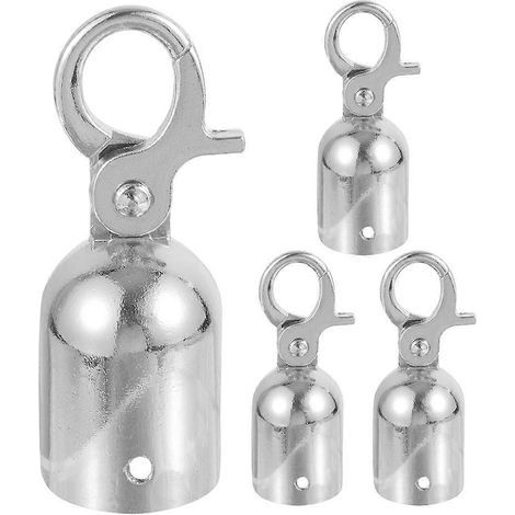 Lot de 4 embouts de corde avec crochet, bloque-cordon et mousqueton pour embout de corde, pour garde-corps.-7.60X2.80X2.80CM-Silver (1/4)