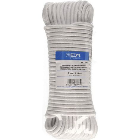 Cuerda de goma elástica blanca calibre 6 mm x 20 m