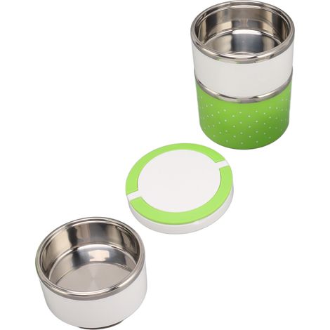 Set mit 2 stapelbaren Edelstahl-Lunchboxen, luftdicht, hält Lebensmittel frisch, tragbar, umweltfreundlich (1/5)