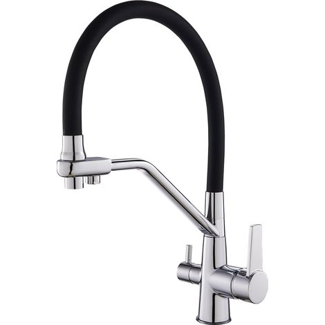 Grifo de cocina de 3 vías con función extraíble, cromado