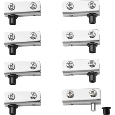Set of 8 frameless pivot hinges for 3 to 6 mm glass doors, with adjustable iron pin. (1/5)
