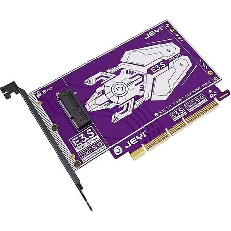 JEYI PCIe 5.0 zu EDSFF E3.S Adapterkarte, 128 Gbit/s NVMe SSD Erweiterungskarte, kompatibel mit x4/x8/x16 Steckplätzen für Desktop-PCs (1/5)