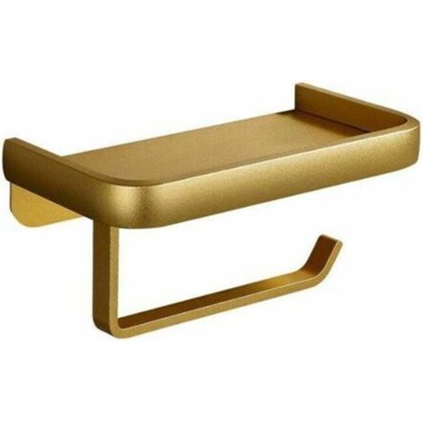 Punch-free bathroom toilet paper holder wall-mounted paper towel roll hanger (double layer and gold) (1/2)
