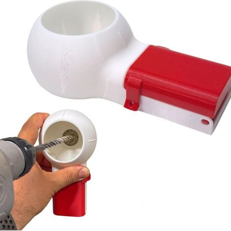 Colector de polvo para taladro con innovadora interfaz para botella de agua que facilita la recogida de residuos y permite una perforación precisa en diversos materiales (rojo). (1/5)