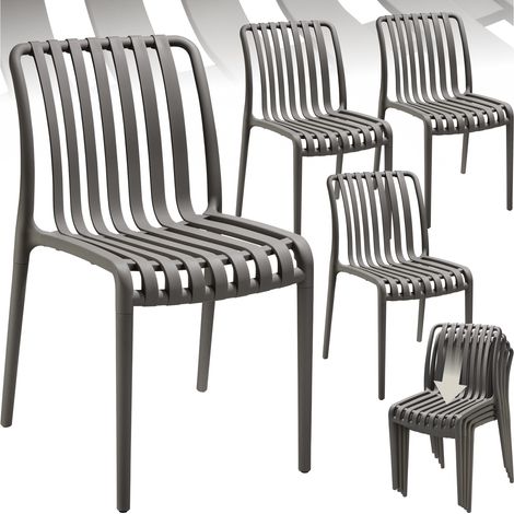 Lot 4 chaises de jardin résistantes intempéries empilables anthracite