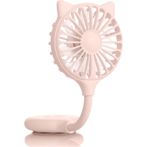Mini ventilatore con orecchie da gatto, 3 velocità, collo flessibile, base con ventosa, ricaricabile tramite USB, altezza 23 cm (rosa, 23 x 8 x 2,5 cm / piccolo) (1/5)