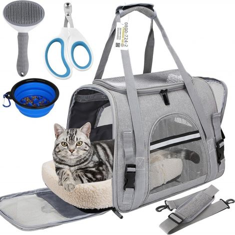 Sac de transport homologué pour le aérien, adapté aux chats et chiens moins 9 kg (1/4)