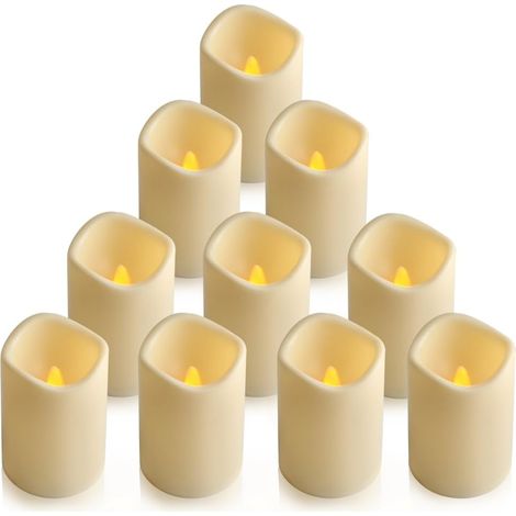 Set of 10 flameless LED tealight candles - 7.6 x 11.4 cm - With 6-hour timer (1/5)