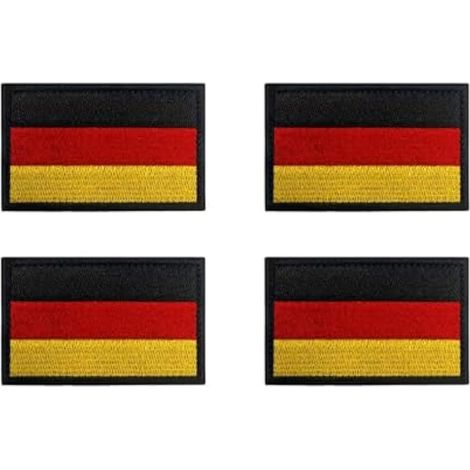 Lot de 4 mini écussons brodés avec velcro - Motif drapeau de l'Allemagne - Pour vêtements, sacs, sac à dos, uniforme - Gilet pour chien, harnais pour chien, militaire, tactique, extérieur - Jersey - 8 (1/4)