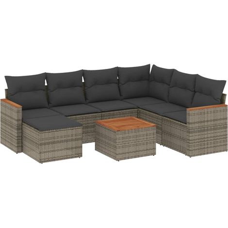 Maison Exclusive - 8-tlg. Garten-Sofagarnitur mit Kissen Grau Pol