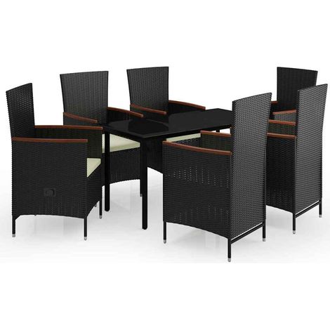 Maison Exclusive - Set da Pranzo da Giardino 7 pz con Cuscini Nero (1/5)