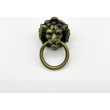 Lntyq Stück antike Löwenkopf-Schubladengriffe, bronzefarbener Vintage-Tierschrank-Zugring, Retro-Löwenkopf-Holzkisten-Kommodengriffe (Bronze) (1/5)