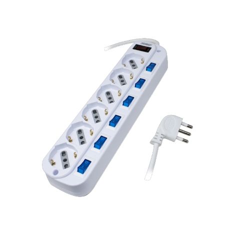 Multipresa 6 posti 10-16a-schuko con interruttori indipendenti bianco