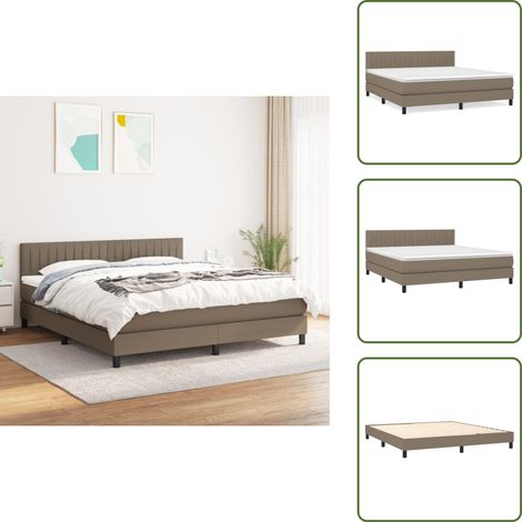 Sommier à lattes de lit avec matelas Taupe 160x200 cm Tissu - Lit Plateforme - Lit Tapissier - Lit Double - Matelas Ressorts Ensachés - Literie (1/5)