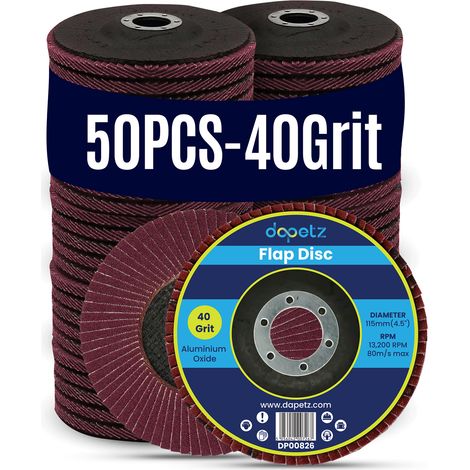 Dapetz ® 50 Pack Sanding Flap Discs 115mm 4.5'' 40 Grit Angle Grinder Aluminum Oxide Flap Discs Grinding Wheel Made From Long Lasting Aluminum Oxide (1/5)