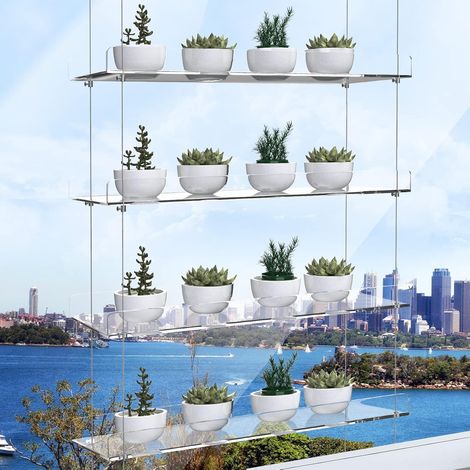 Étagères à suspendre en acrylique pour fenêtres, hauteur réglable, transparent, à suspendre, support mural pour plantes à suspendre pour fenêtre, cultiver des herbes, des fleurs (1/5)