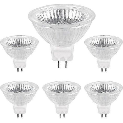 Ampoules halogènes GU5.3 MR16 50 W, 12 V, blanc chaud 2700 K, 800 lm, dimmables, spot - Lot de 6 (1/4)