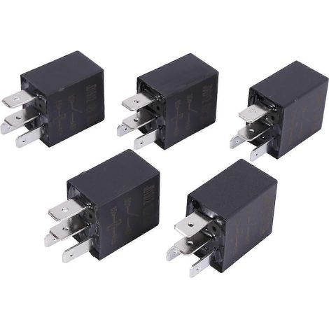 Kit de 5 relais automobiles SPST 30 A 12 V 4 broches pour ventilateur, pompe à carburant, phares et klaxon (1/5)