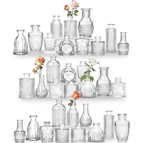 Petits vases en Verre Transparent avec couvercles pour décoration de Table, Mariage, réception, Maison, Bouteilles Vintage (1/5)